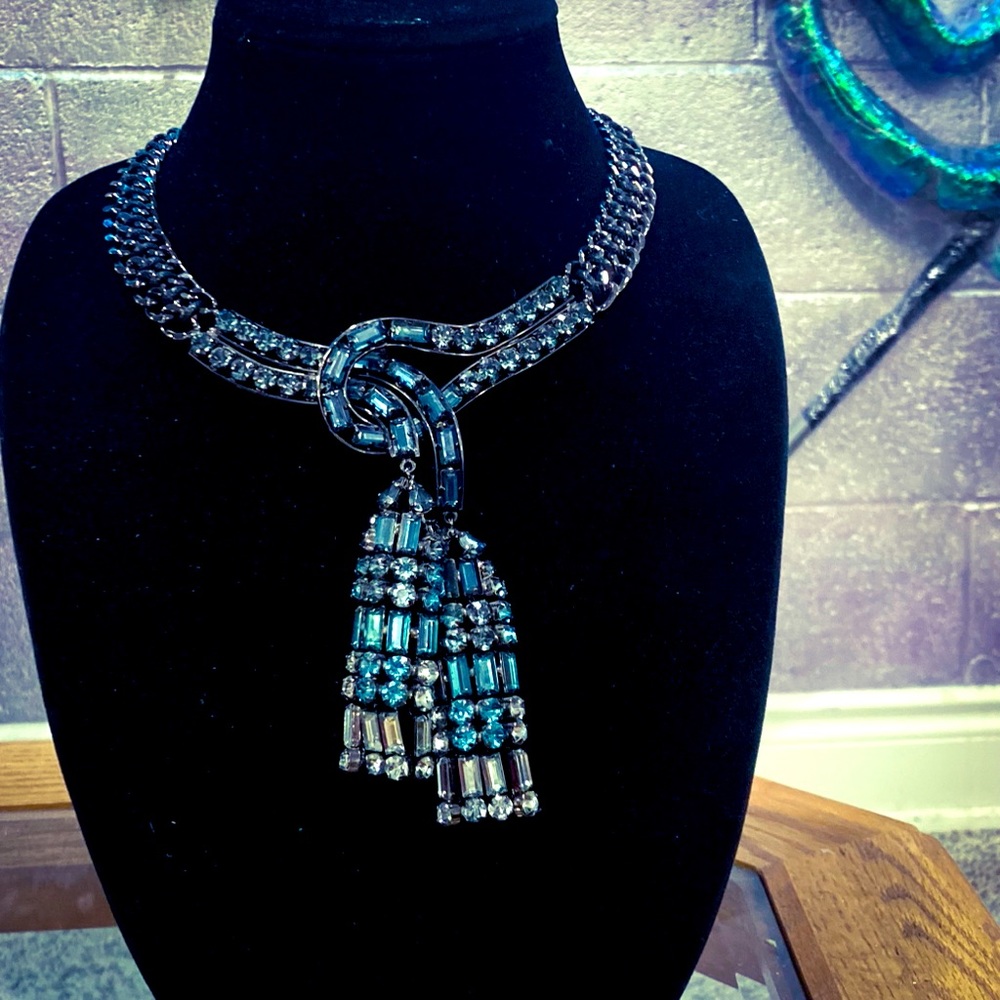 BCBG Teal/ Blue Coloured Crystal Necklace